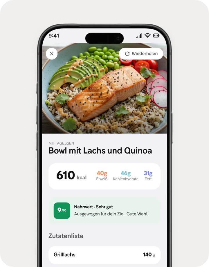 Nährwerte und Food Score in der Gymondo App